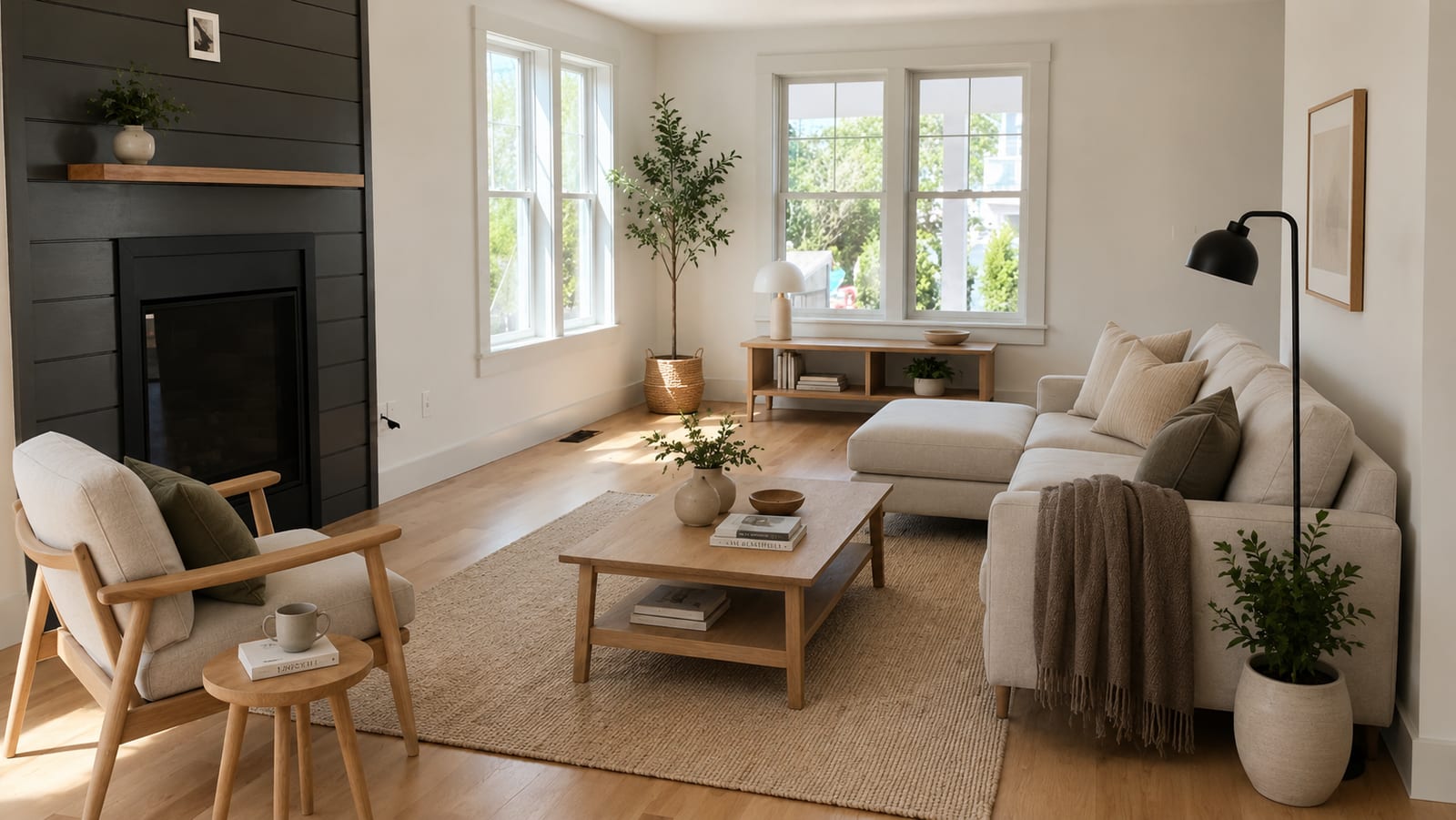 Living room staged by QuickStaging — after